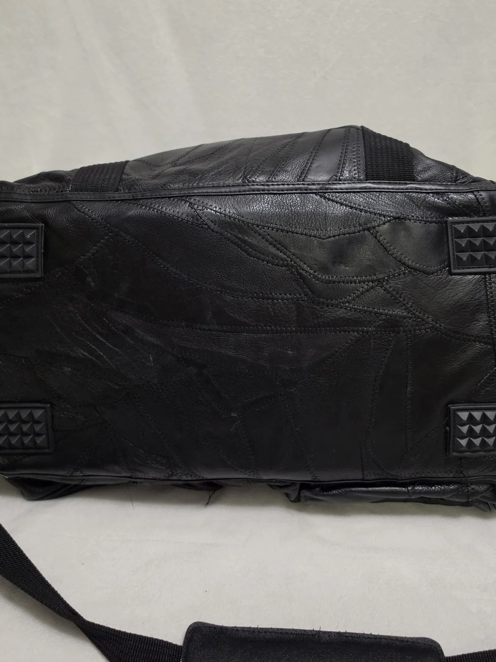 Vintage Seville Gear Patchwork Leather Duffle Bag SWMS Gym Travel Carry On Black